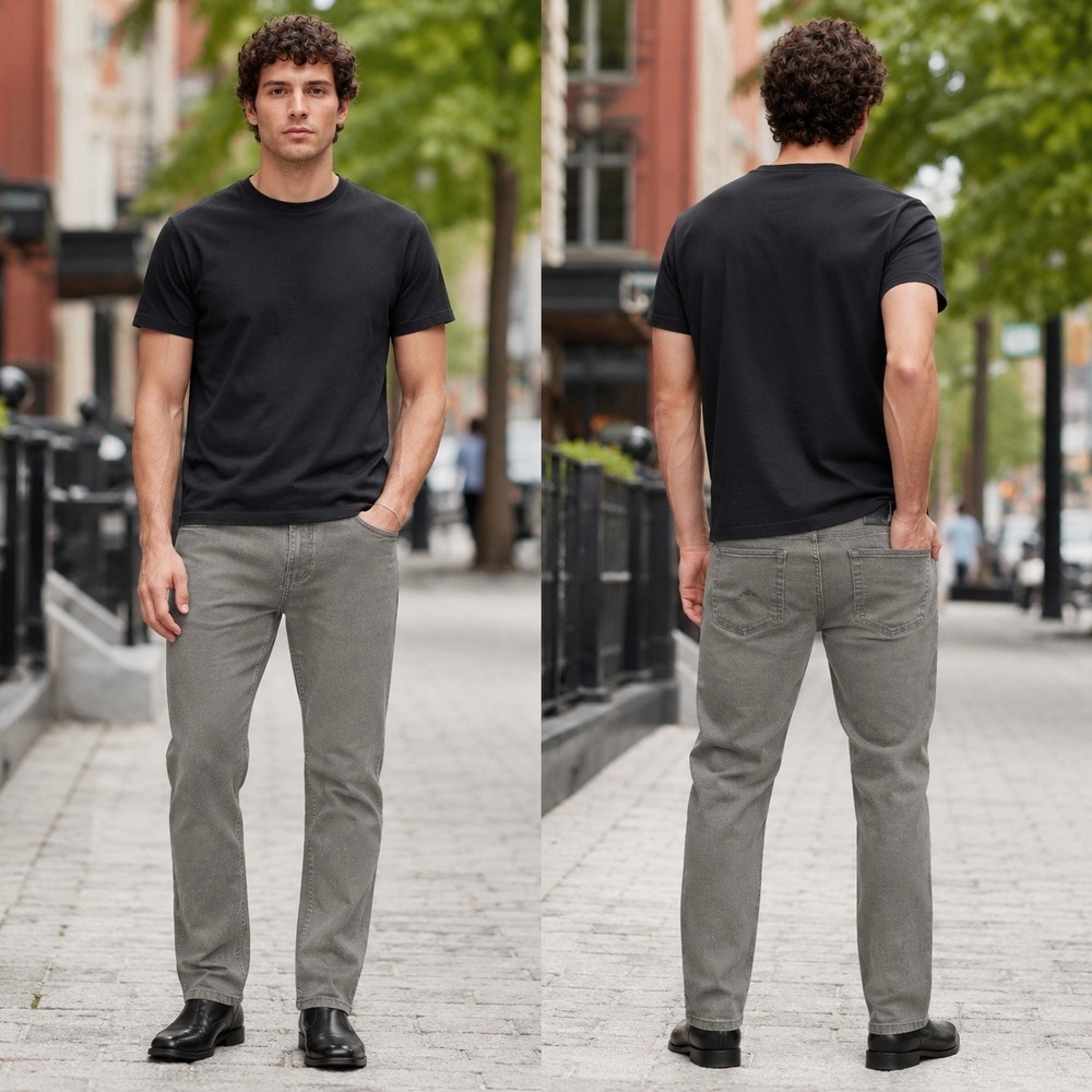 English Laundry Mens 36x32 Straight Leg 5-Pocket Pants Olive Gray Stretch 136528